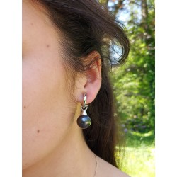 Traveller Ohrclip - Hänger - Silberfarben - Perel - 14mm - Schwarz - Platiniert - 35x15mm