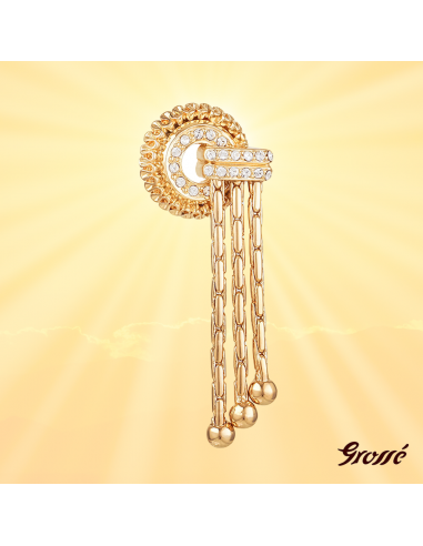 Grossé Oorclips - Hangend - Tourbillon - Goudkleurig - Kristal - 50x20 mm - Verguld