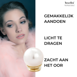 Traveller Clip Oorbellen - Parel - 10 mm - Crème - Verguld 22ct