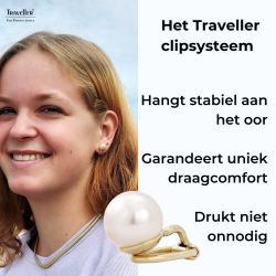 Traveller Clip Oorbellen - Parel - 10 mm - Crème - Verguld 22ct