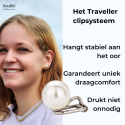 Traveller Clip Oorbellen - Parels - 10 mm - Crème - Geplatineerd - Zilverkleurig - 15x10 mm