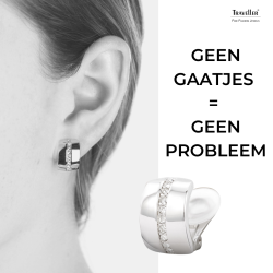 Traveller Clip Oorbellen - Geplatineerd - Preciosa Kristallen - Zilverkleurig - 16x10 mm