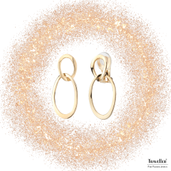 Traveller Clip-on Earrings - Drop Earrings - 22ct Gold plated - Double Hoop - Gold-coloured - 33 x 14 mm