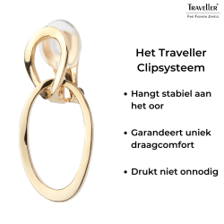 Traveller Clip Oorbellen - Hangers - 22kt Verguld - Ovaal - Goudkleurig - 33 x 14 mm