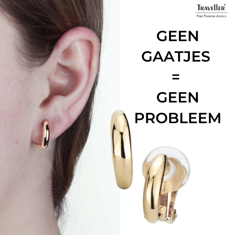 Traveller Clip Oorbellen - Goudkleurig - Half rond - Verguld - 14x4 mm - 156794