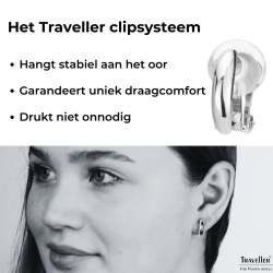 Traveller Clip Oorbellen - Geplatineerd - Half rond - Zilverkleurig - 14x4 mm - 156795