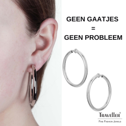 Traveller Clip Oorbellen - Hoops - Geplatineerd - Zilverkleurig - 45 mm