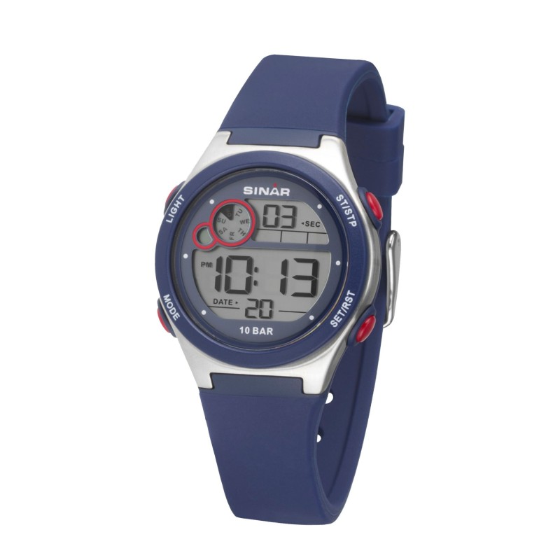 Sinar Armbanduhr - Wasserdicht - Digital - Verstellbar (13.5-19 cm) - Blau / Silber - XF 68-2