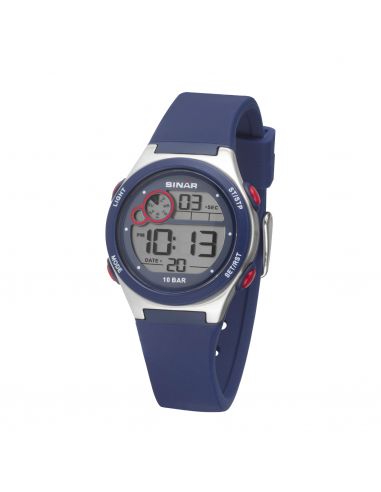 Sinar - Horloge Waterdicht - Digitaal - Verstelbaar (13.5-19 cm) - Blauw / Zilver - XF 68-2