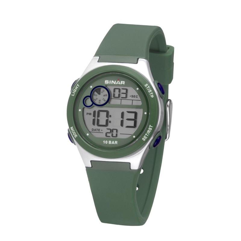 Sinar - Horloge Waterdicht - Digitaal - Verstelbaar (13.5-19 cm) - Groen / Zilver - XF 68-3