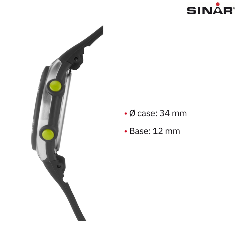 Sinar Watch - Digital - Black / Silver - 10 Bar - Adjustable Strap 13.5-19 cm