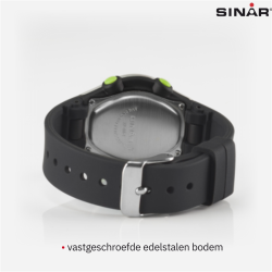 Sinar - Horloge Waterdicht - Digitaal - Verstelbaar (13.5-19 cm) - Zwart / Zilver XF-68-1