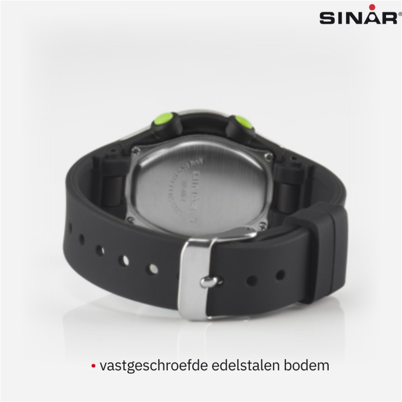 Sinar - Horloge Waterdicht - Digitaal - Verstelbaar (13.5-19 cm) - Zwart / Zilver XF 68-1
