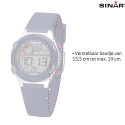 Sinar - Horloge Waterdicht - Digitaal - Verstelbaar (13.5-19 cm) - Blauw / Zilver - XF 68-2