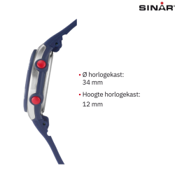 Sinar - Horloge Waterdicht - Digitaal - Verstelbaar (13.5-19 cm) - Blauw / Zilver - XF 68-2