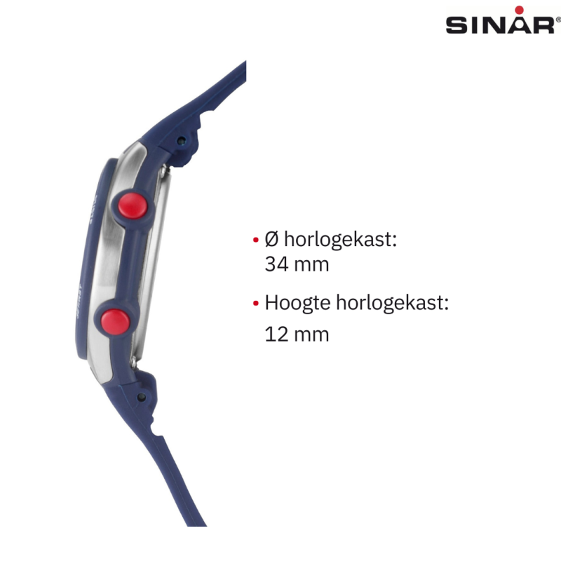 Sinar - Horloge Waterdicht - Digitaal - Verstelbaar (13.5-19 cm) - Blauw / Zilver - XF 68-2