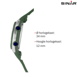 Sinar - Horloge Waterdicht - Digitaal - Verstelbaar (13.5-19 cm) - Groen / Zilver - XF 68-3