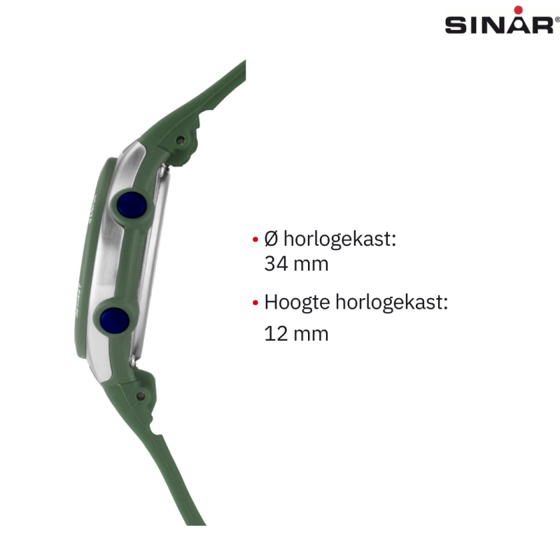 Sinar - Horloge Waterdicht - Digitaal - Verstelbaar (13.5-19 cm) - Groen