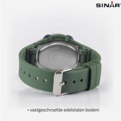 Sinar - Horloge Waterdicht - Digitaal - Verstelbaar (13.5-19 cm) - Groen / Zilver