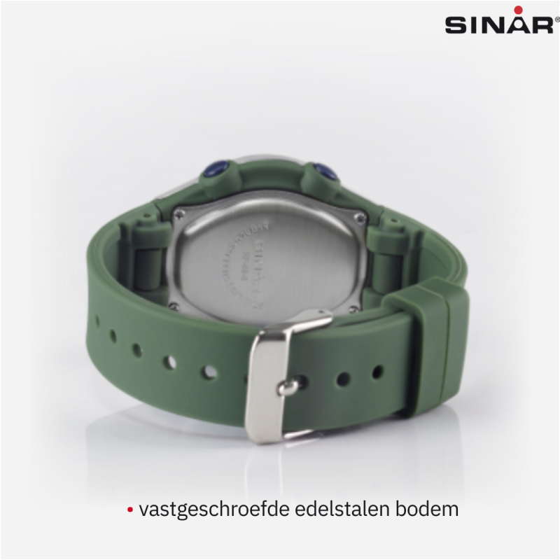 Sinar - Horloge Waterdicht - Digitaal - Verstelbaar (13.5-19 cm) - Groen / Zilver