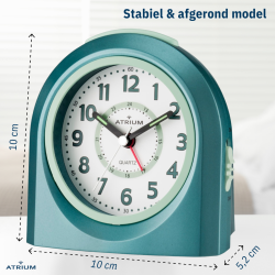 Atrium Children's Alarm Clock - Analogue - Turquoise - Alarm Clock no Ticking Sound - Uplifting Beep Tone - Snooze & Alarm