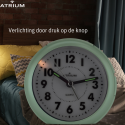 Atrium Wekker - Analoog - Mintgroen - Zonde tikgeluid - Snooze - Quartz