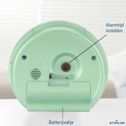 Atrium Wekker - Analoog - Mint Groen - Zonder tikgeluid - Snooze - Quartz