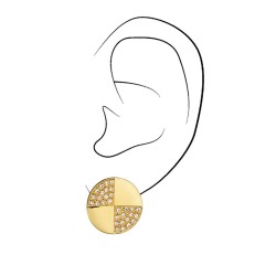 Traveller Clip-on Earrings - Golld Plated - Crystals - Round - 17 mm