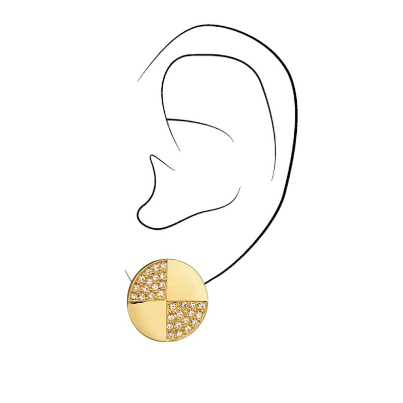 Traveller Clip-on Earrings - Golld Plated - Crystals - Round - 17 mm