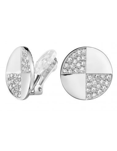 Traveller Clip earrings - Rund - Preciosa Kristalle - Platinum plated - 157551