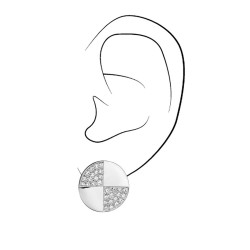 Traveller Clip-on Earrings - Silver Coloured - Crystals - Round - Platinum Plated - 17 mm