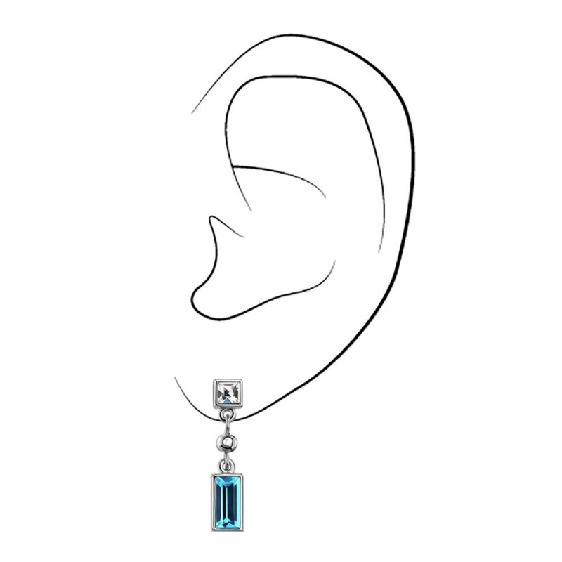 Traveller Oorhangers - Kristallen - Aqua/lichtblauw - Zilverkleurig - Geplatineerd - 157578