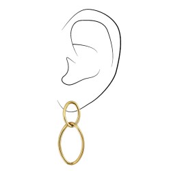 Traveller Drop Earrings - Stainless Steel - Gold Plated - Rings - 35x15 mm