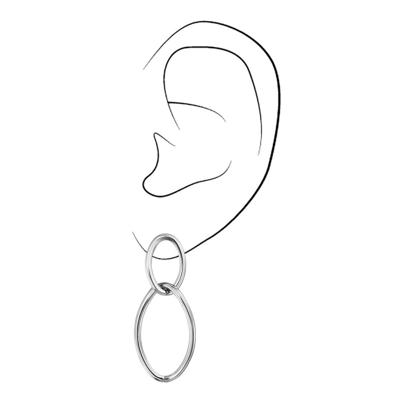 Traveller Drop Earrings - Stainless Steel - Silver Coloured - Rings - 35x15 mm - 181191