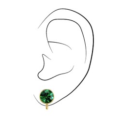 Traveller Clip Oorbellen - Verguld - Kristal - Emerald Groen - 10 mm