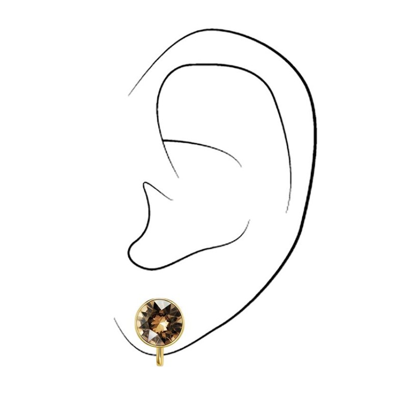 Traveller Ohrclips - Vergoldet - Kristalle - Braun / Golden Shadow - 10 mm - 157513