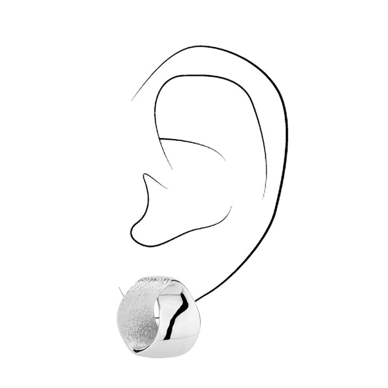 Traveller Ohrclip - Silberfarben - Matt & Textur - Platiniert - 15x14 mm
