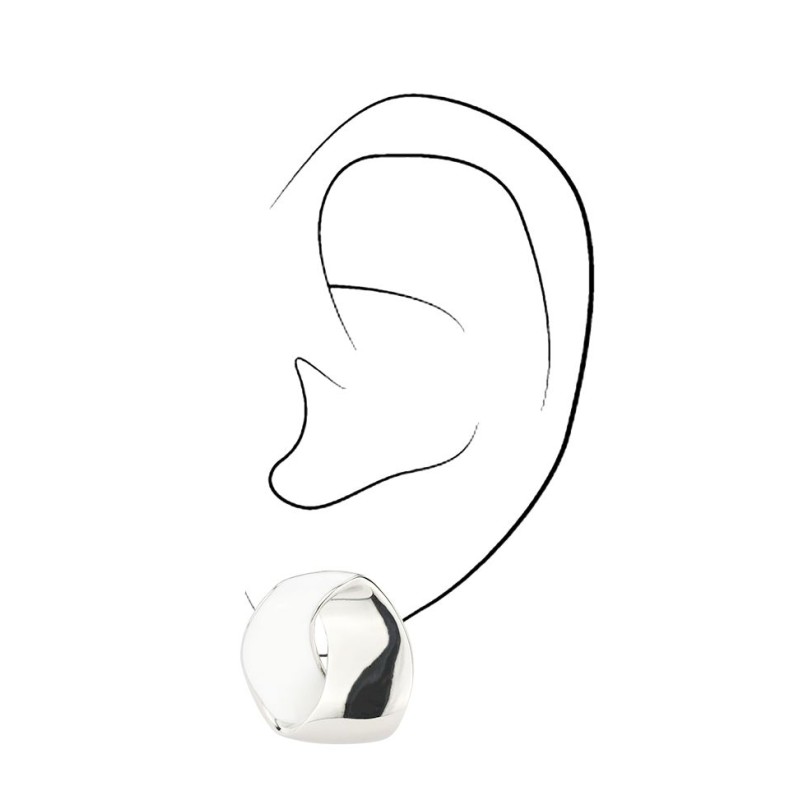 Traveller Ohrclip - Silberfarben - Weiß Emaille - Platiniert - 15x14 mm - 157556