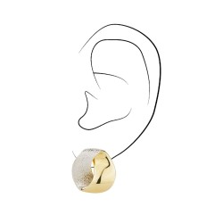 Traveller Clip-on Earrings - Bicolour - Gold & Platinum Plated - Shiny & Texture - 15x14 mm