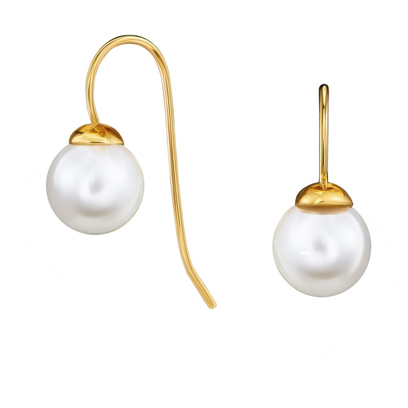 Traveller Oorhanger - Verguld - Parel - 8mm - Wit - 700808