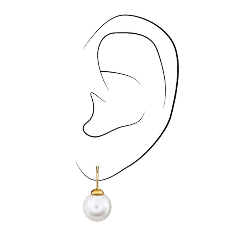 Traveller Oorhanger - Verguld - Parel - 10mm - Wit