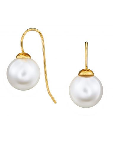 Traveller Drop Earrings - Gold plated - 10mm white pearl - 700810