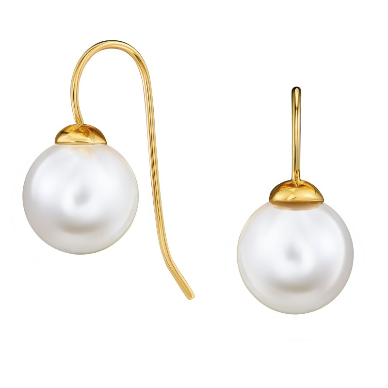 Traveller Oorhanger - Verguld - Parel - 10mm - Wit - 700810