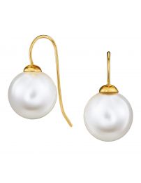 Traveller Drop Earrings - Gold Coloured - Pearls - 12 mm - White - Gold...