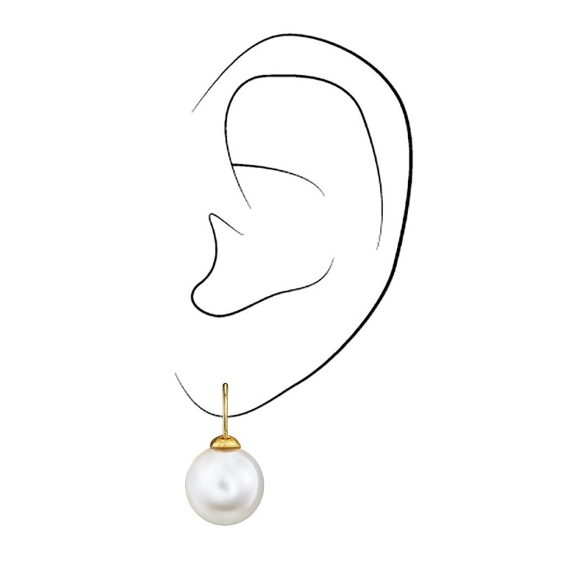 Traveller Oorhanger - Verguld - Parel - 12 mm - Wit - 700812 Traveller Oorhanger - Verguld - Parel - 12 mm - Wit - 700812