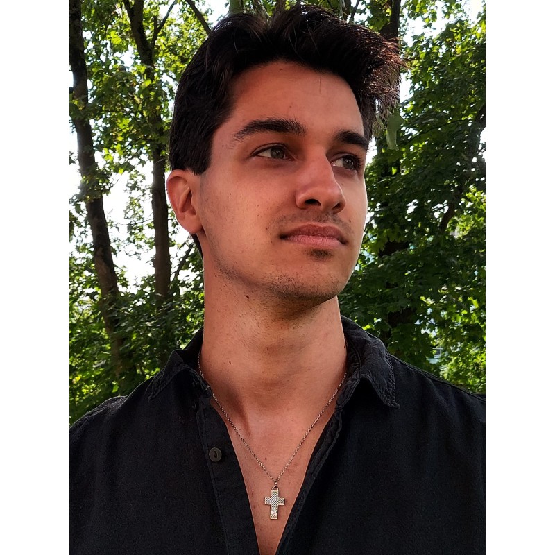 Traveller Ketting met Hanger - Heren - Edelstaal - Zirkonia - 50 + 5 cm