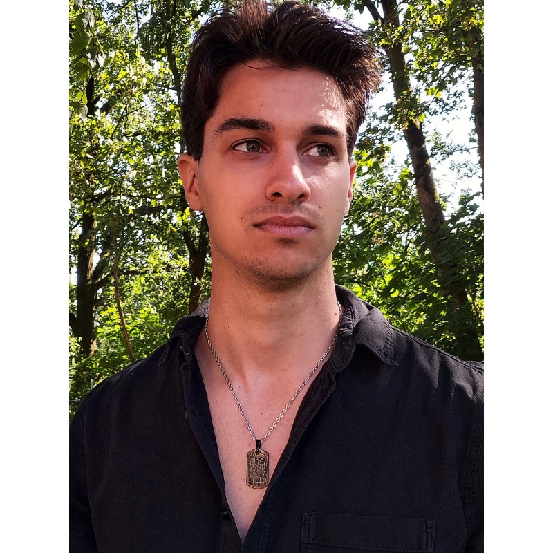 Traveller Necklace - Men - Chain Men - Black Stainless Steel - 50+5cm long