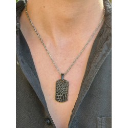 Traveller Necklace - Men - Chain Men - Black Stainless Steel - 50+5cm long
