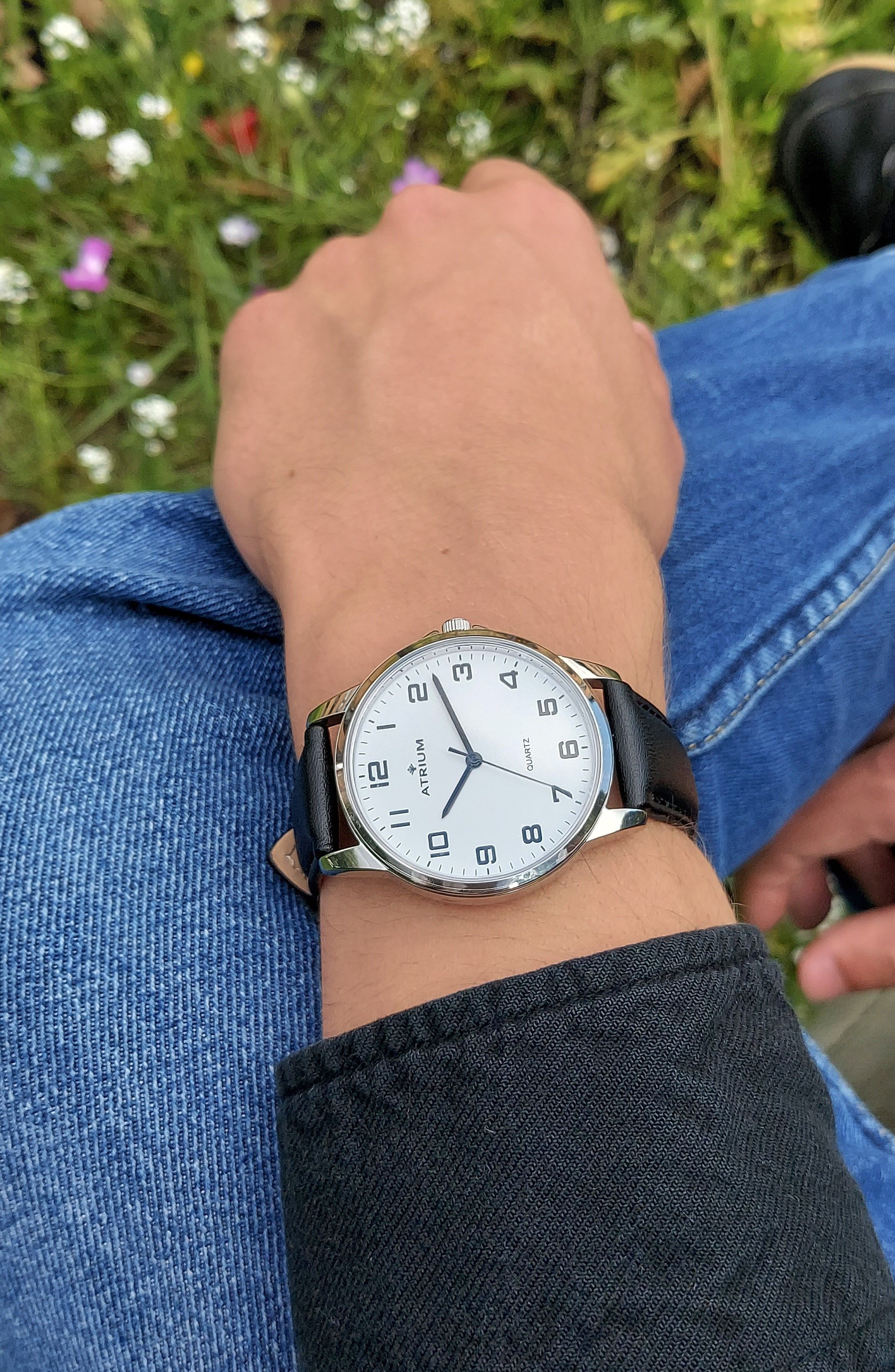 ATRIUM Armbanduhr - Herren - Leder schwarz - Silberfarben - A36-10