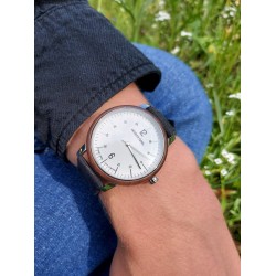JACQUES FAREL Hayfield - Sustainable Watch - Vegan - Recycled Steeld - Black - Walnut Wood - 38mm